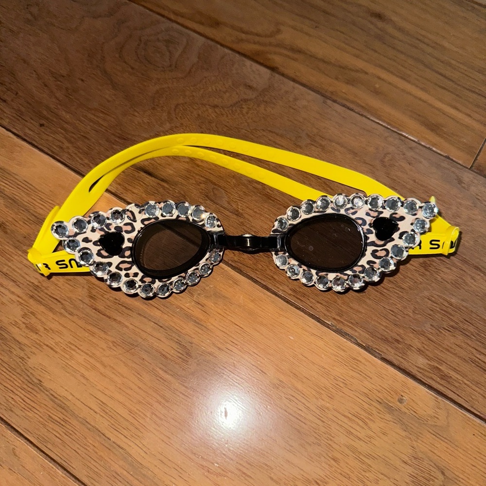 Super Smalls Leopard Print Rhinestone Swim Goggles